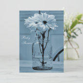 美しいメイソンジャー&デイジーブルーベビーシャワー 招待状 (スタンド正面)