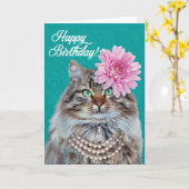 美しいメインあらいぐま猫-お前は豪胆に見える！ カード (黄色い花)