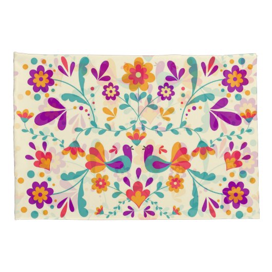 美しいメキシコのフローラと鳥 枕カバー (裏面-右)