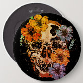 美しいメキシコ人女性スカルヘッド 缶バッジ (正面&裏面)