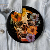 美しいメキシコ人女性スカルヘッド 缶バッジ (インサイチュ)