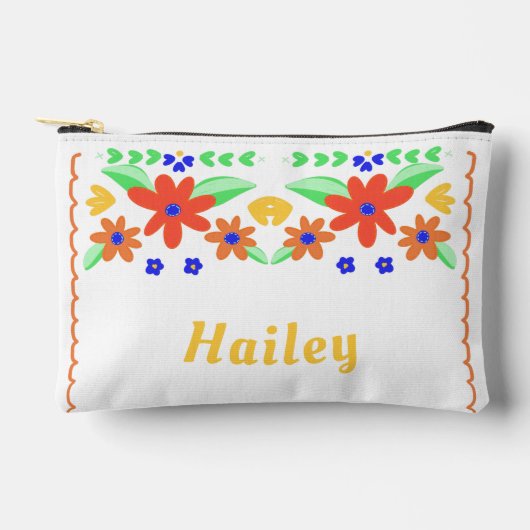 美しいメキシコ刺しゅうカスタム アクセサリーポーチ (正面)