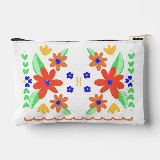 美しいメキシコ刺繍モノグラム アクセサリーポーチ (裏面)