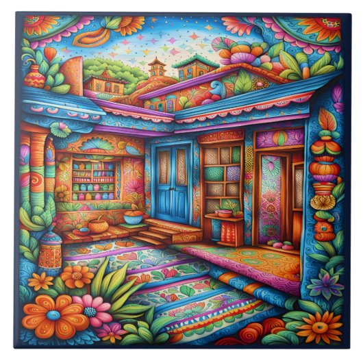 美しいメキシコ美術 タイル (正面)