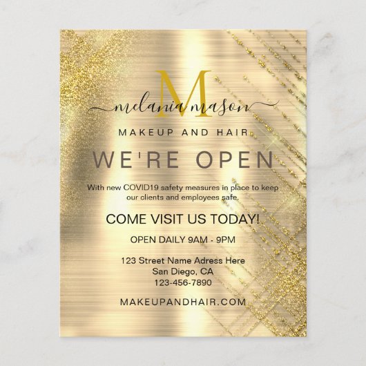 美しいメタリックエレガント金ゴールドスパークリーグリッターフライヤー チラシ (正面)