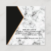 美しいメタリックロゴ | QRコード | 大理石正方形バス スクエア名刺 (裏面)