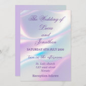 美しいメタリック結婚虹色 招待状 (正面/裏面)
