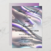 美しいメタリック結婚虹色 招待状 (正面/裏面)