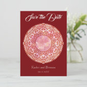 美しいメヘンディーの結婚式　保存日付カード セーブザデート (スタンド正面)