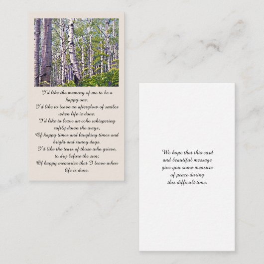 美しいメモリアルの共感表 名刺 (正面/裏面)