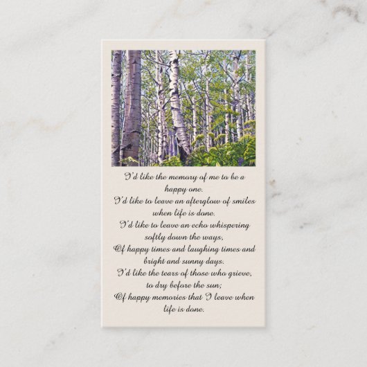 美しいメモリアルの共感表 名刺 (正面)