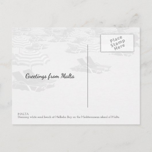 美しいメリハベイサンドビーチシーンマルタ ポストカード (裏面)