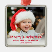 美しいメリークリスマスグランドペアレントホリデー メタルオーナメント (正面)