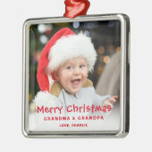美しいメリークリスマスグランドペアレントホリデー メタルオーナメント (左)