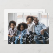 美しいメリークリスマススクリプトの写真デザイン ポストカード (正面/裏面)