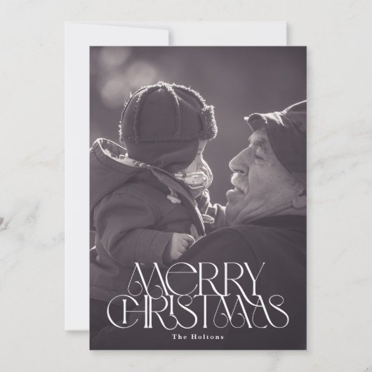 美しいメリークリスマススタイリッシュタイポグラフィ写真 シーズンカード (正面)