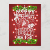 美しいメリークリスマス&新年のタイポグラフィ シーズンポストカード (正面)