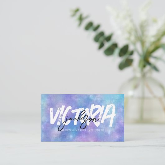 美しいメーキャップフェイクインフルエンサー虹色カスタム 名刺 (スタンド正面)