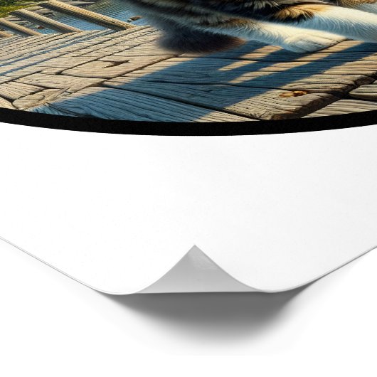 美しいメーヌーンキャットの円形3D画像 ポスター (角)