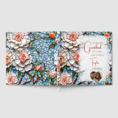 美しいモザイクのステンドグラスと結婚タイル ゲストブック (全面)