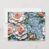 美しいモザイクのステンドグラスと結婚タイル 出欠カード (裏面)