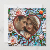 美しいモザイクのステンドグラスと結婚タイル 招待状 (正面)