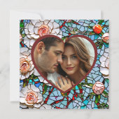 美しいモザイクステンドグラスとタイルのウェディング 招待状 (正面)