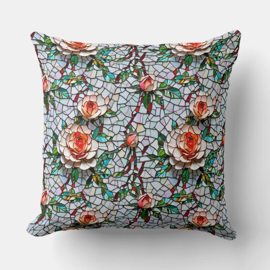美しいモザイクフェイクの花柄 クッション (正面)