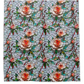 美しいモザイクフェイクの花柄 シャワーカーテン (正面)