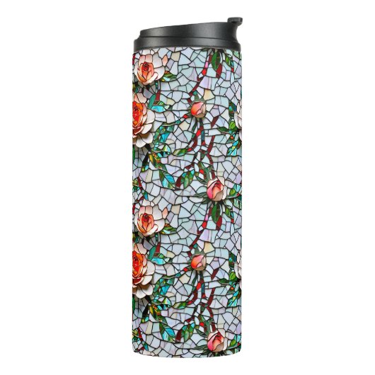 美しいモザイクフェイクの花柄 タンブラー (回転左)