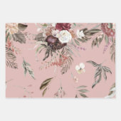 美しいモダンなフラッシュピンクの花柄ギフト ラッピングペーパーシート (正面)