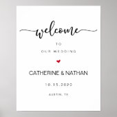 美しいモダンなブラックフォント, 結婚式ウェルカムメッセージ ポスター (正面)