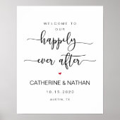 美しいモダンなブラックフォント, 結婚式ウェルカムメッセージ ポスター (正面)