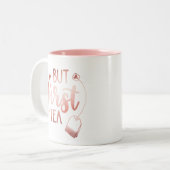 美しいモダンのばら色の金ゴールドのピンクしかし最初茶 ツートーンマグカップ (正面左)