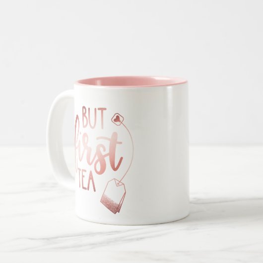 美しいモダンのばら色の金ゴールドのピンクしかし最初茶 ツートーンマグカップ (正面左)