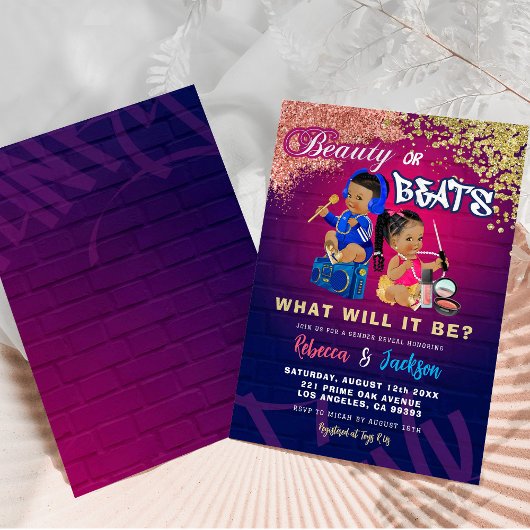 美しいモダンまたはビート性別表示招待状 招待状