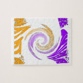 美しいモダンアートデザイン:紫と金の渦 ジグソーパズル (横)