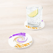 美しいモダンアートデザイン：紫と金ゴールドの渦 コースター (側面)