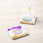 美しいモダンアートデザイン:紫と金ゴールドの渦 コースター (右側)