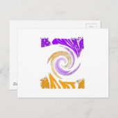美しいモダンアートデザイン:紫と金ゴールドの渦 ポストカード (正面/裏面)