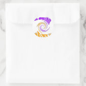 美しいモダンアートデザイン:紫と金ゴールドの渦 ラウンドシール (バッグ)