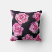 美しいモダンウォーターカラーピンクローズコレクション クッション (正面)