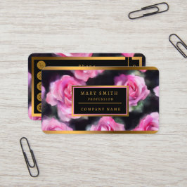 美しいモダンウォーターカラーピンクローズコレクション 名刺