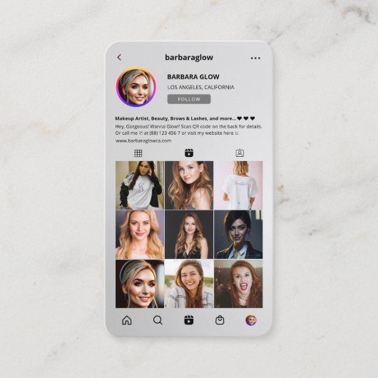 美しいモダンエステティッククリニックシルバーインスタグラム 名刺 (正面)