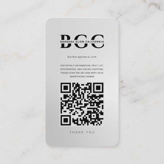 美しいモダンエステティッククリニックシルバーインスタグラム 名刺 (裏面)