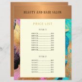 美しいモダンサロンサービスのメニュー販促フライヤー (正面/裏面)