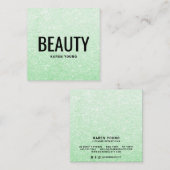 美しいモダンサロンシックなミントグリーングリッターメイクアップ スクエア名刺 (正面/裏面)