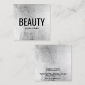 美しいモダンサロンシック銀箔メイクアップアーティスト スクエア名刺 (正面/裏面)