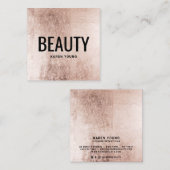 美しいモダンサロンバラ金ゴールドフォイルメイクアップアーティスト スクエア名刺 (正面/裏面)