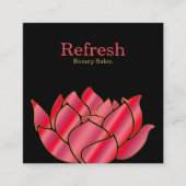 美しいモダンサロンピンクウォーターカラーロータスフラワー スクエア名刺 (正面)